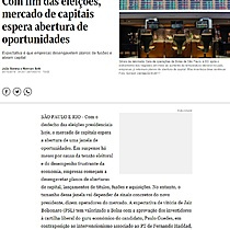 Com fim das eleies, mercado de capitais espera abertura de oportunidades